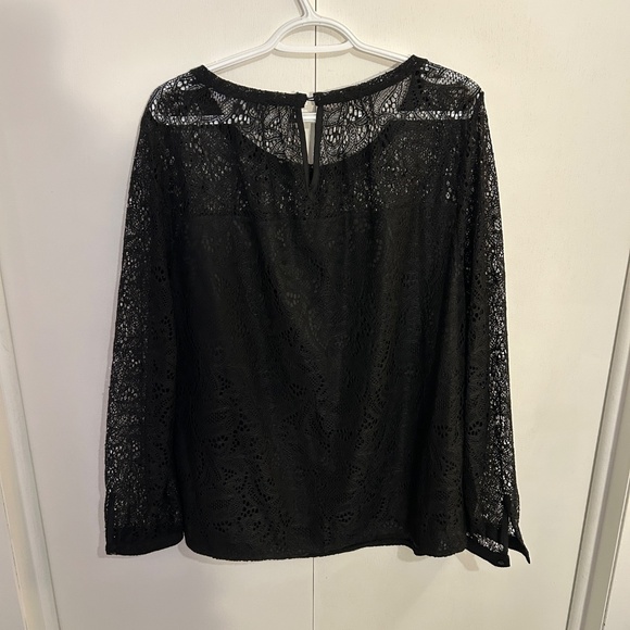 NWT Daisy Fuentes Size 2X Black Lace Long-sleeve Blouse - Picture 5 of 9